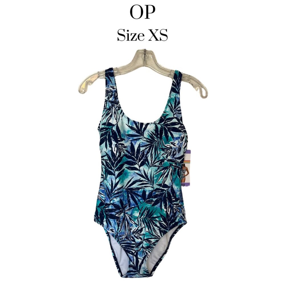 NWT OP womens one piece swimsuit padded bra fully lined tropical vacation XS